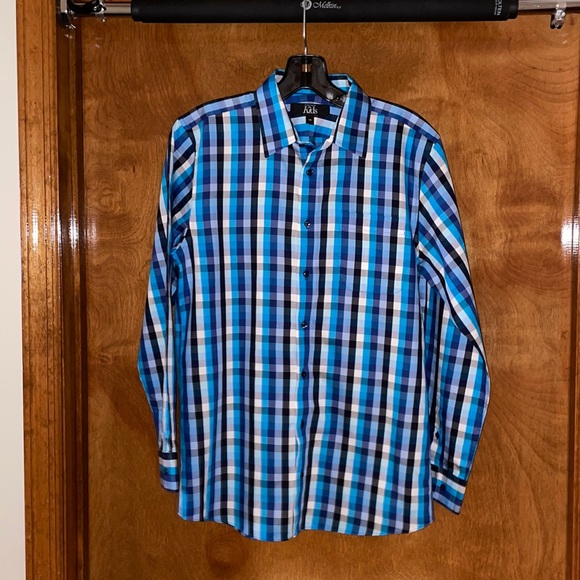 Nordstrom Kids Blue Black White Casual Button Down - Picture 1 of 2